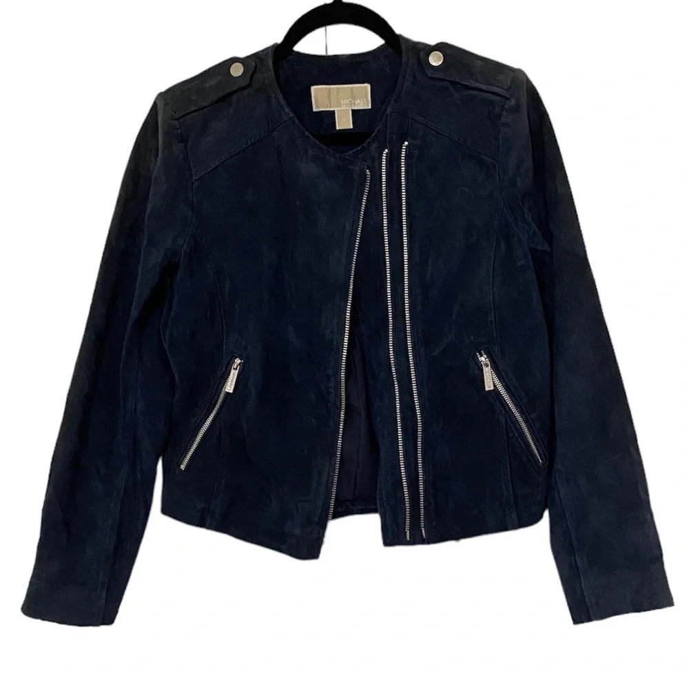 MICHAEL KORS leather Suede Moto Jacket M - Picture 1 of 15